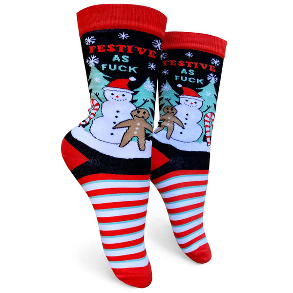 Cute Teen Girls Stockings - Women's Festive As Fuck Socks | Fun Women's Xmas Socks - Sock Vault | Sock  Vault