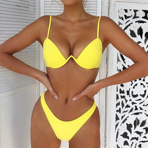 yellow push up bikini