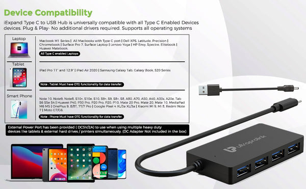 USB Type C to 4 USB 3.0 Ports super hub with 1 year warranty