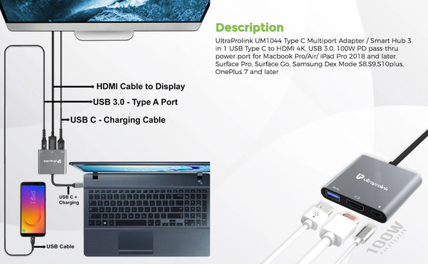 3 in 1 USB Type C smart hub