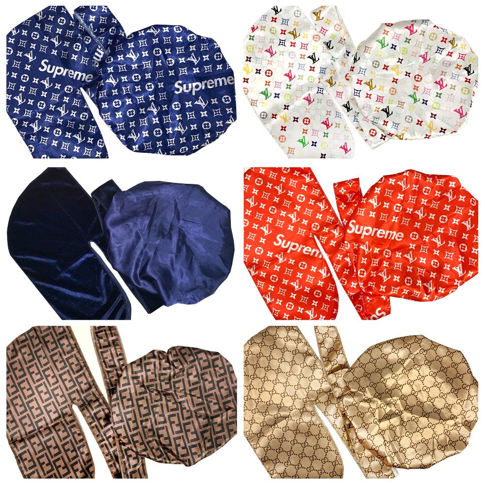 WHOLE-106 25 Designer Inspired Silk DURAGS or BONNETS – Humble Cloth