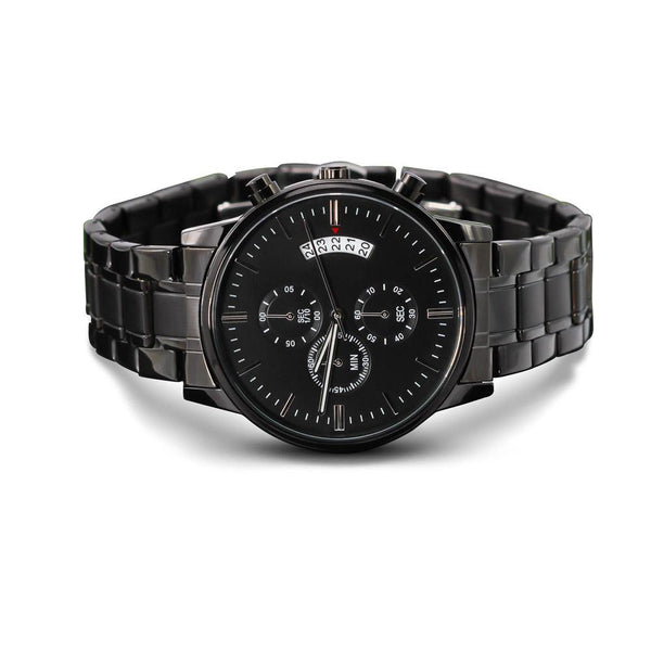 Best Father Ever Engraved Black Chronograph Watch 4