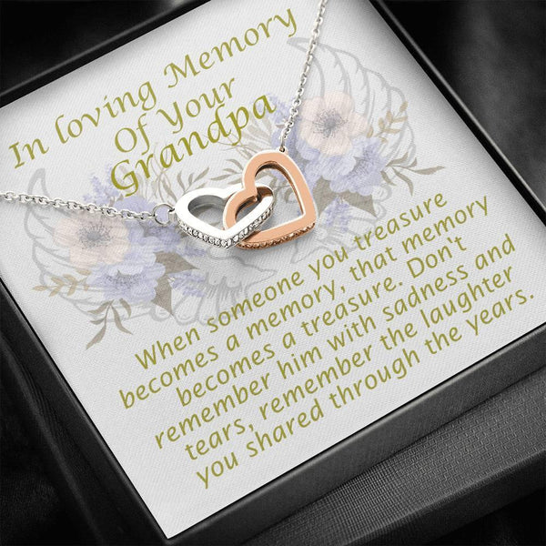 In Loving Memory Of Your Grandpa. Interlocking Heart Necklace 0