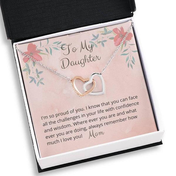 To My Daughter, Im So Proud Of You, From Mom Interlocking Hearts Necklace 5