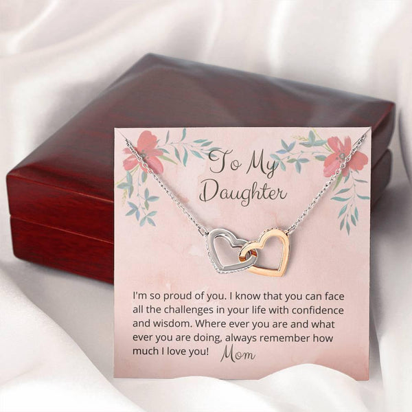 To My Daughter, Im So Proud Of You, From Mom Interlocking Hearts Necklace 9