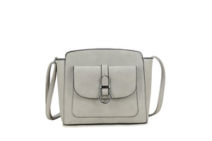 Spring New Womens cross body bag shoulder tote bag vegan PU leather handbag long strap -S-027 Light grey