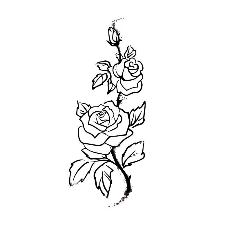 Line Art Rose - Abstract Temporary Tattoo | Ink Daze
