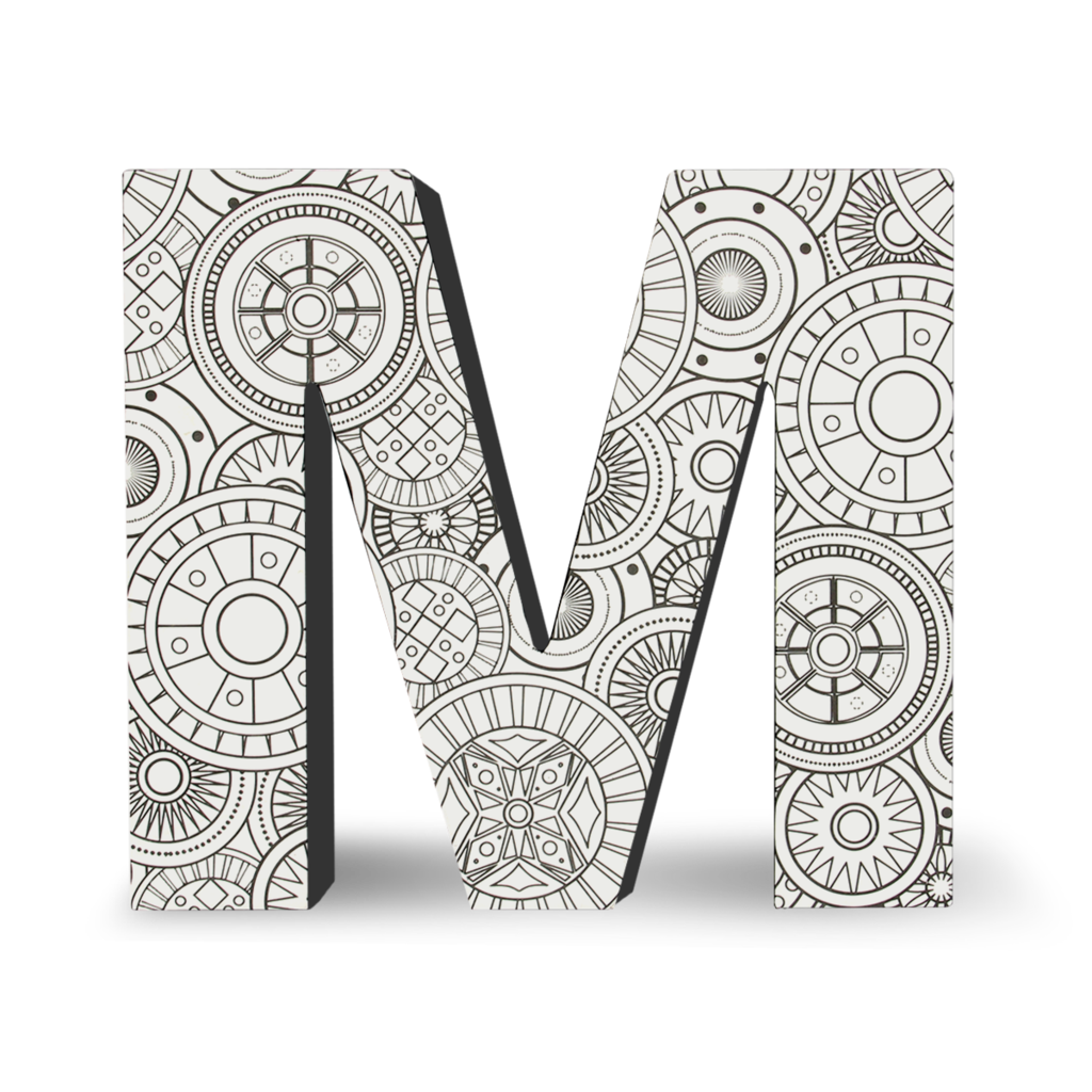 Color Joy Block Letter M Only Two Gift Shop For Girls