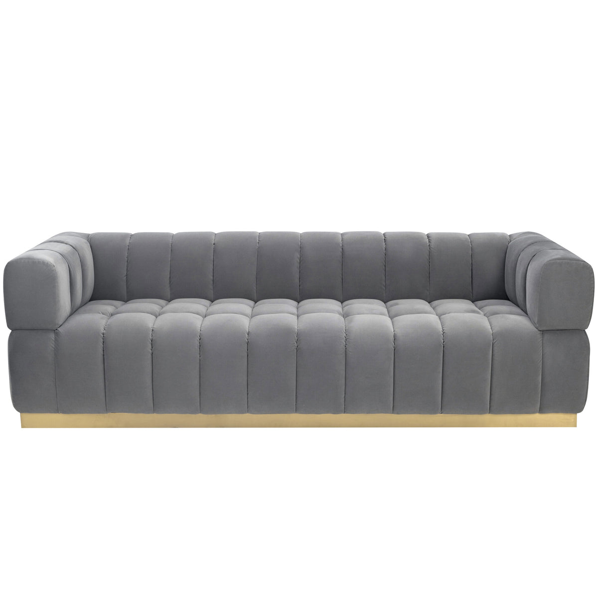 Marat Velvet Sofa, Grey