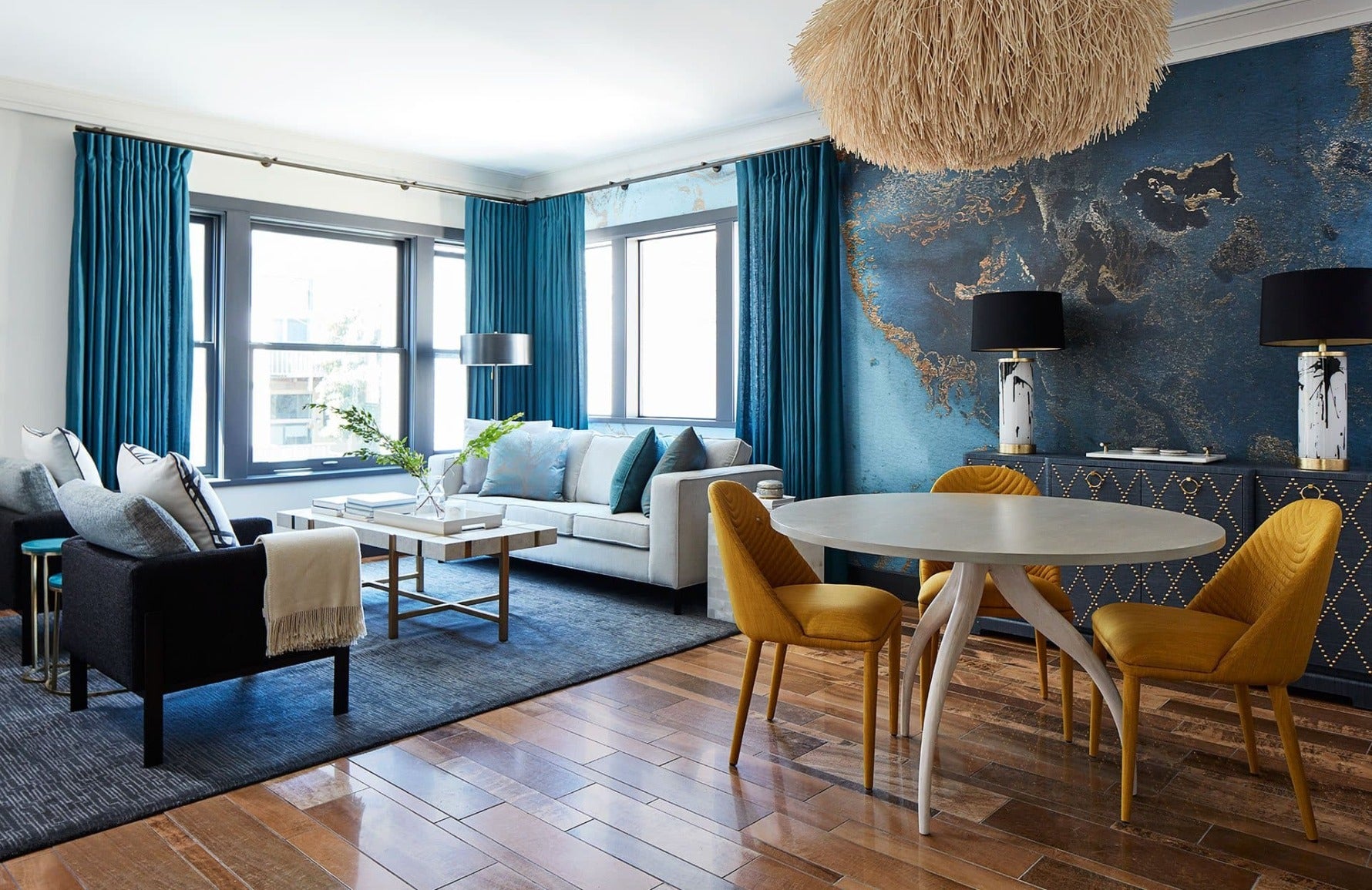 royal blue living room design