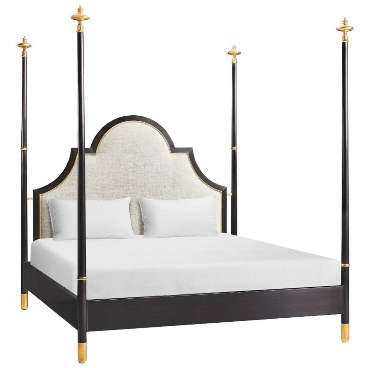 Ebonised Four Poster Bed, Gilded