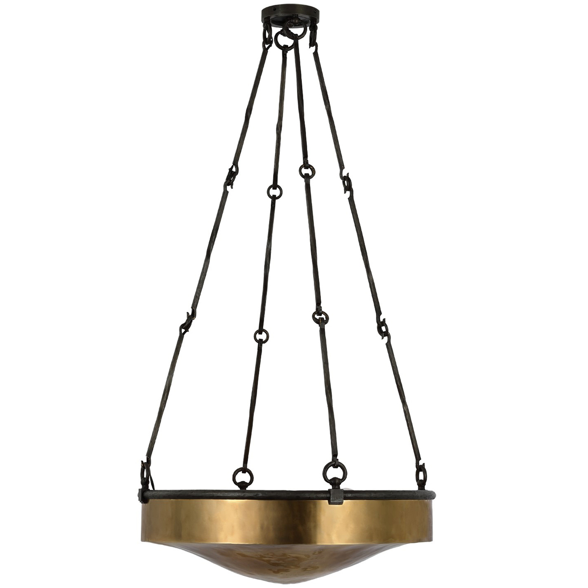 Ancram Medium Uplight Chandelier, Natural Brass