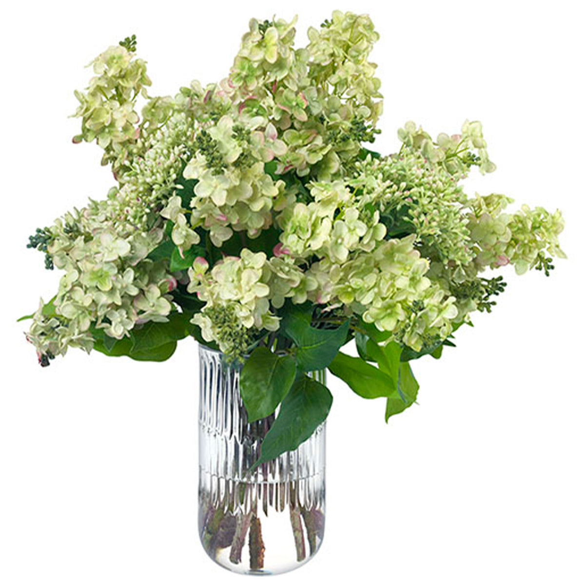 Lilacs in Ribbed Glass Vase