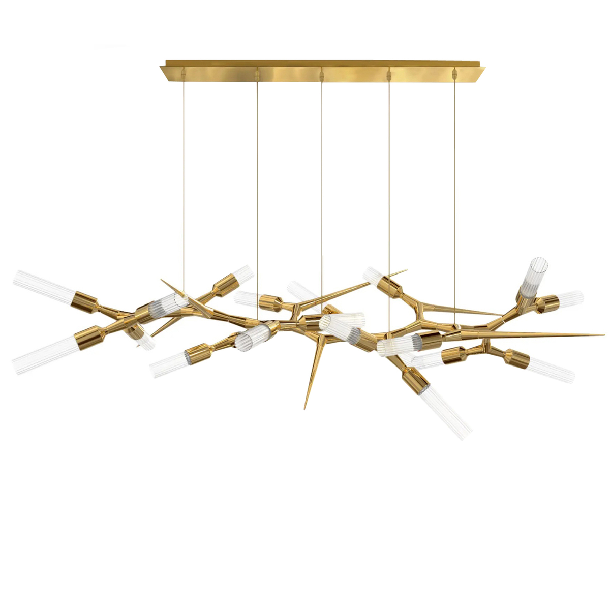 Shard Linear Brass & Crystal Glass Chandelier, Gold