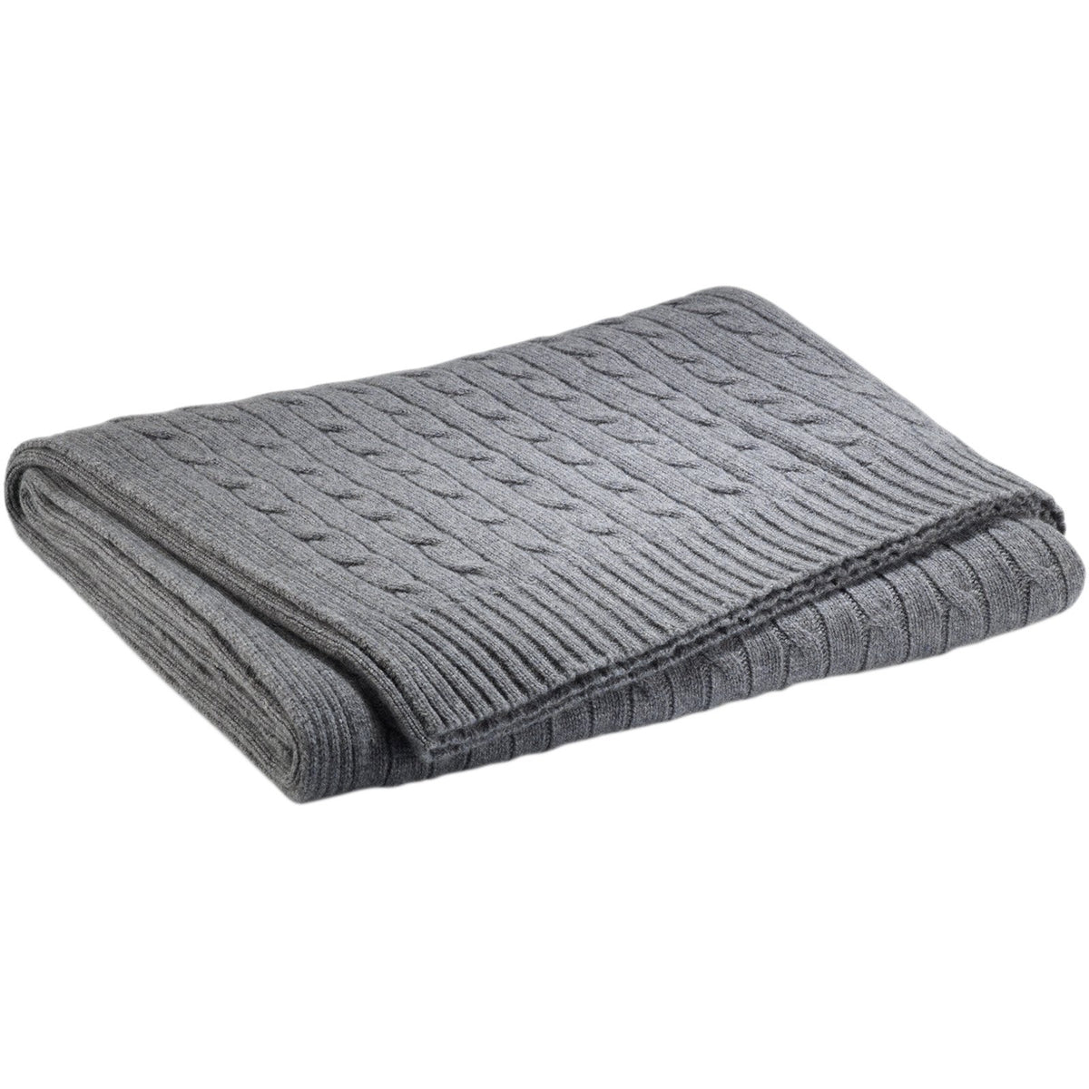 Modern Charcoal Cable Cashmere Throw