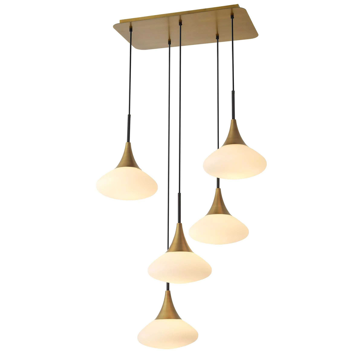 Duco Glass Chandelier, Brass