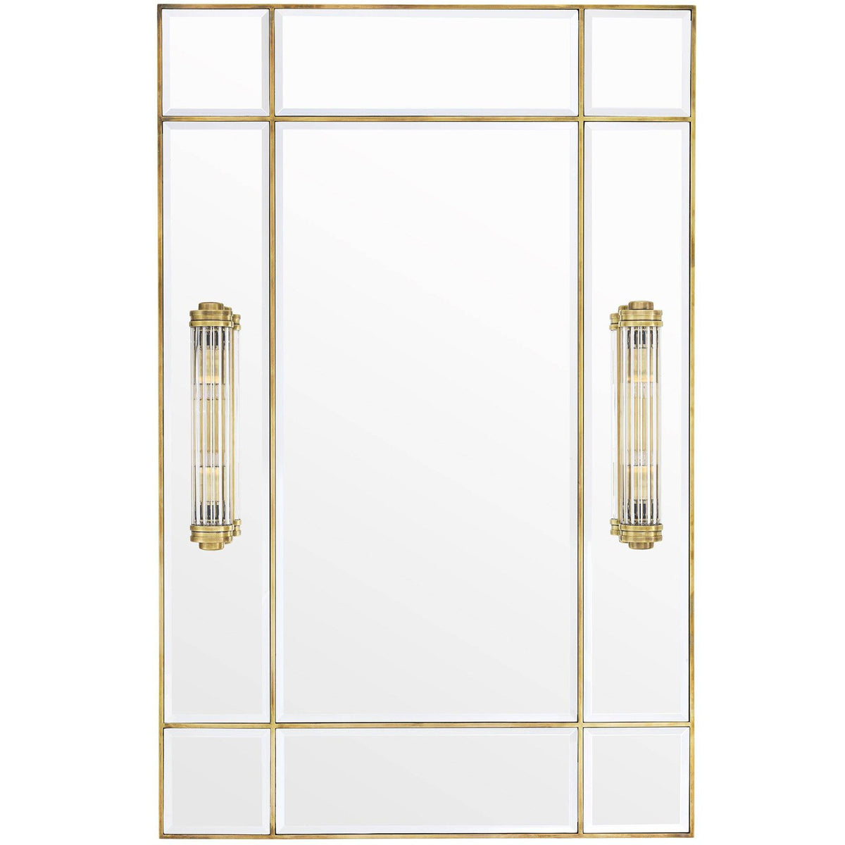 Beaumont Mirror with Light, Brass