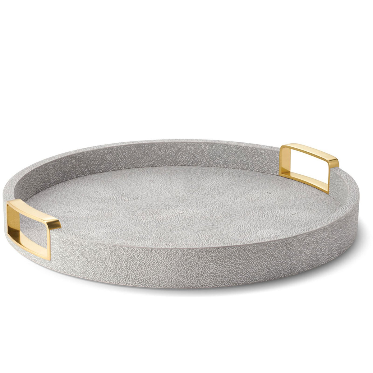 Carina Shagreen Round Tray, Dove