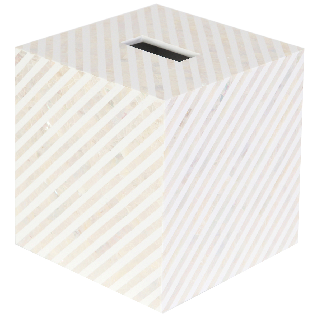 Perla Collection Tissue Box, White