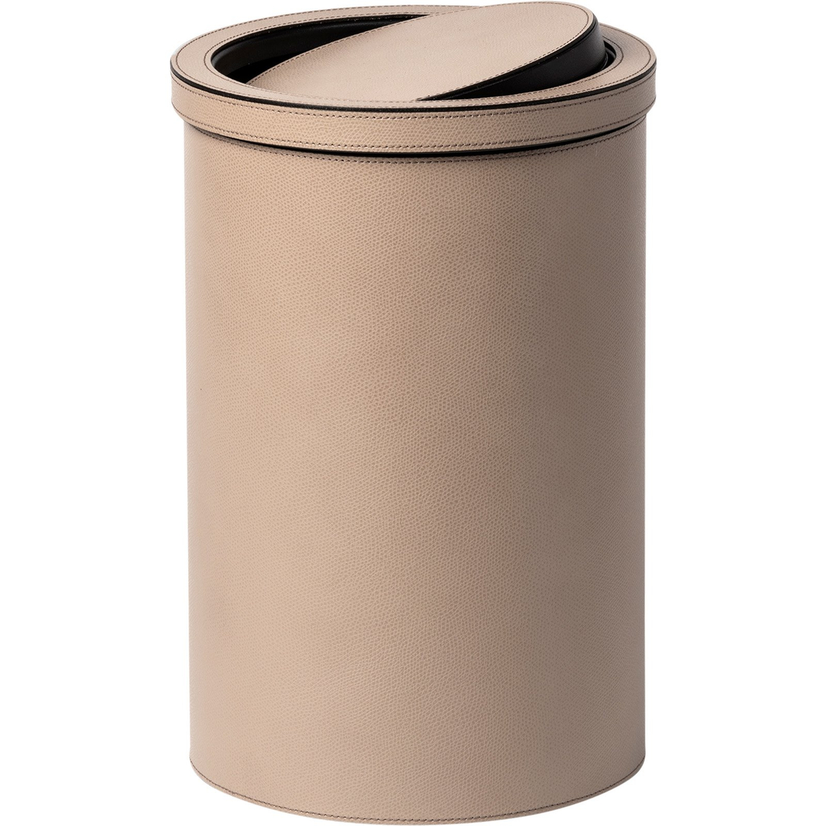 Leather Swing Lid Bin, Taupe