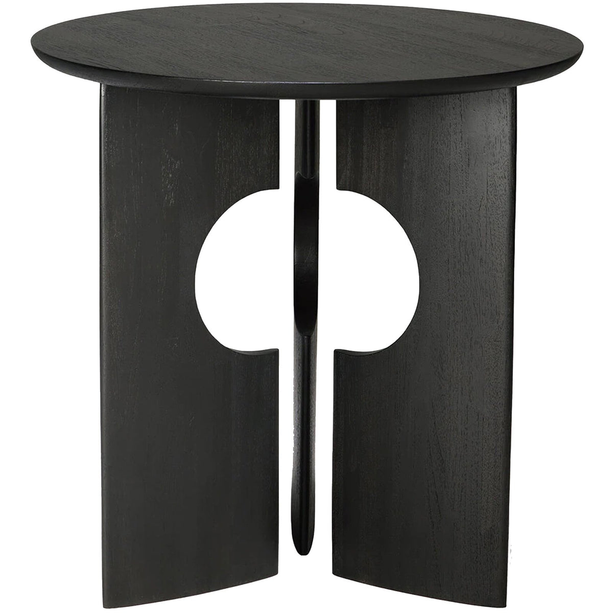 Cove Round Teak Side Table, Black