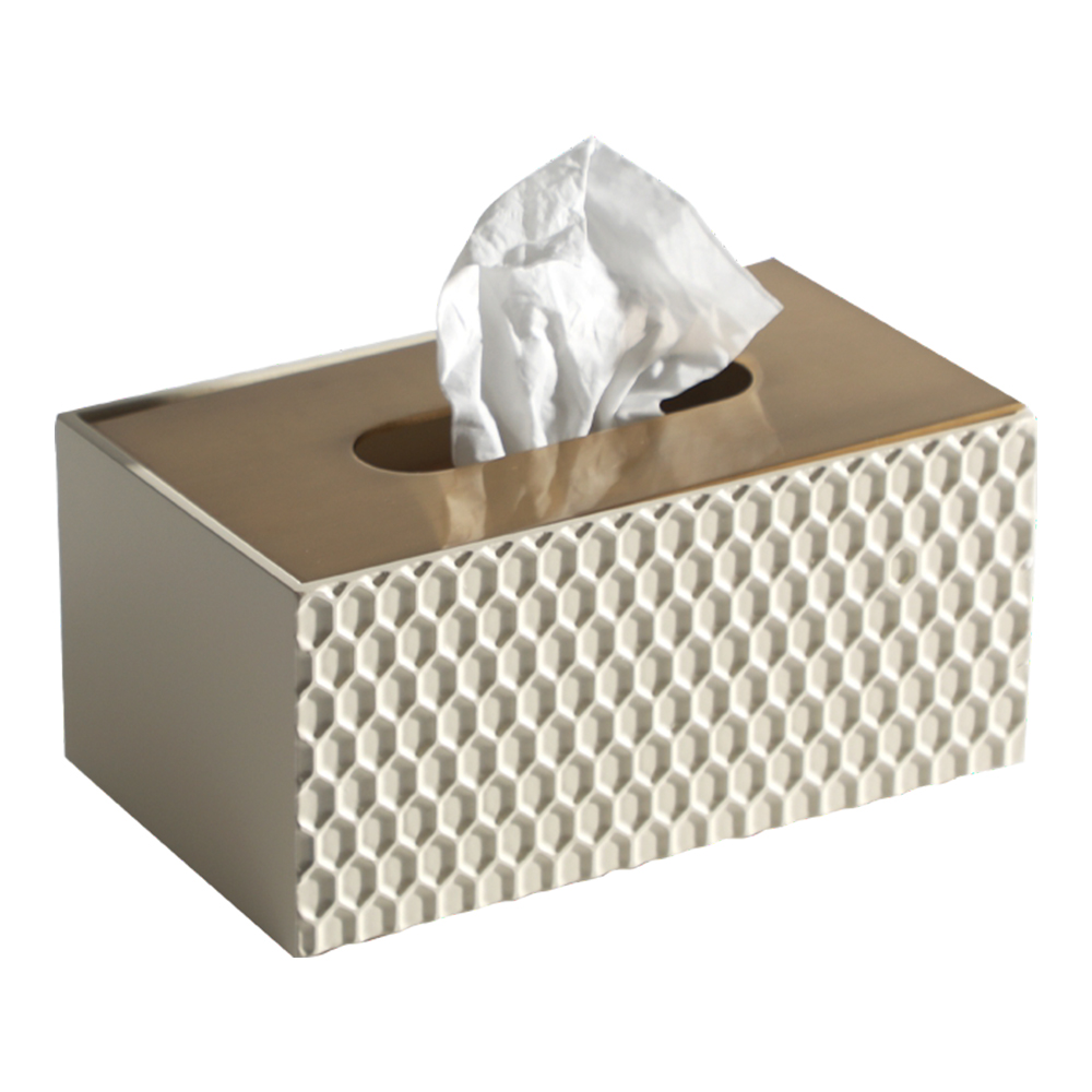 Aria Rectangular Tissue Box, White