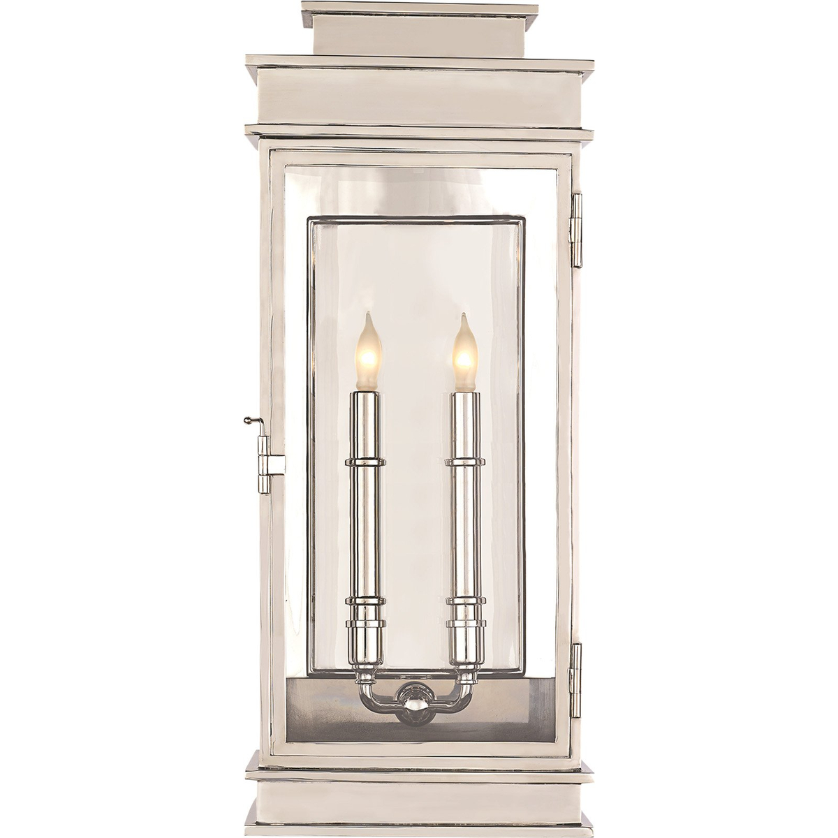 Linear Tall Outdoor Lantern, Polished Nickel