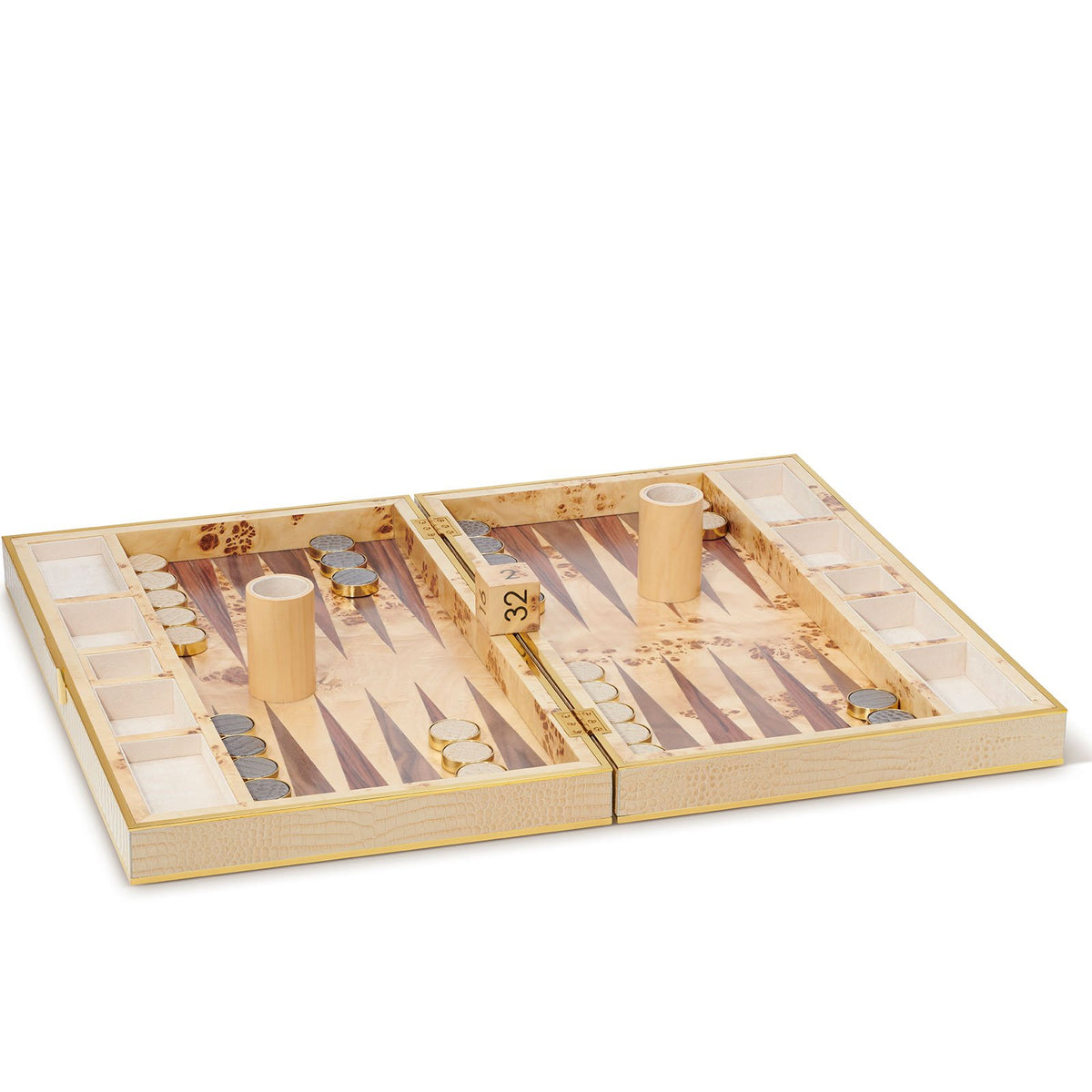 Croc Leather Backgammon Set