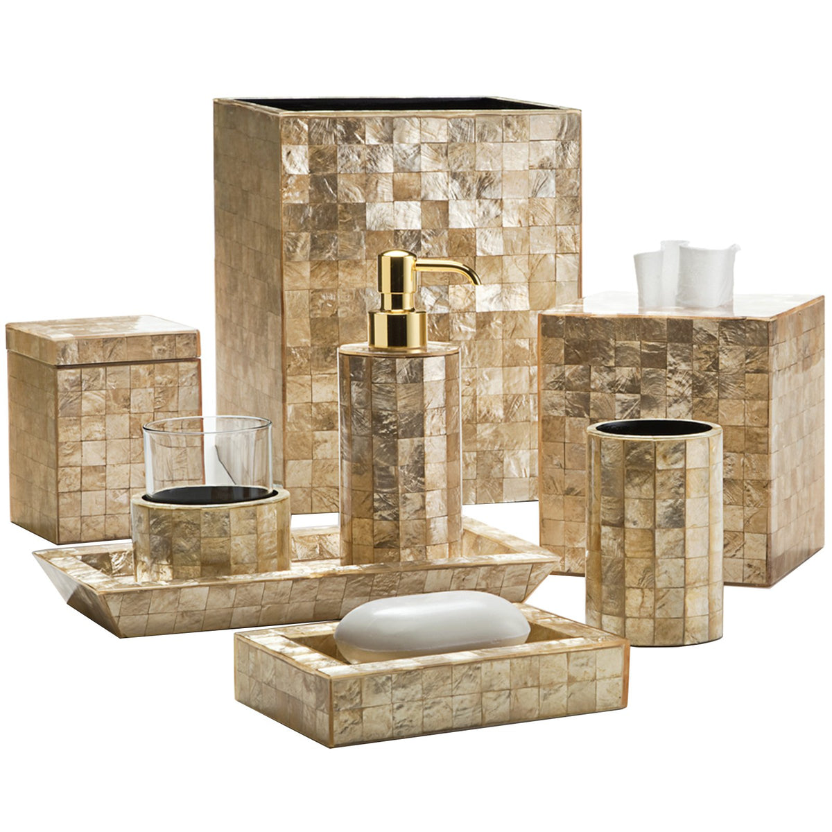 Champagne Capiz Bathroom Set