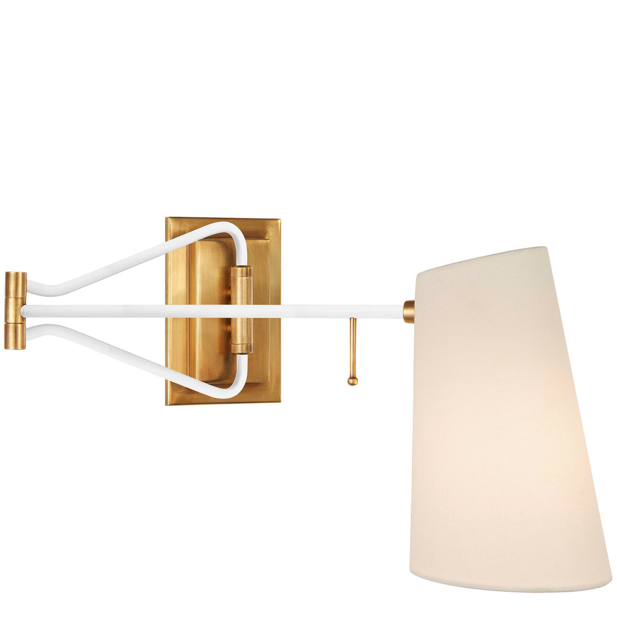 Keil Swing Arm Wall Light, Gold & White