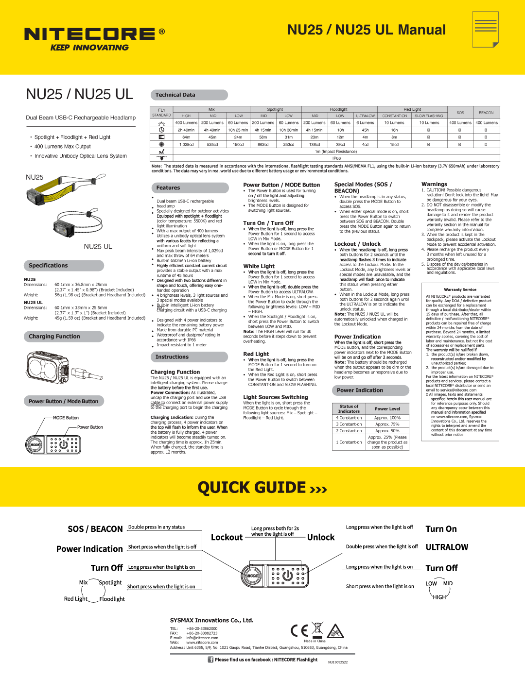 Nitecore NU25 400L Headlamp w/ UL Headband – Zpacks