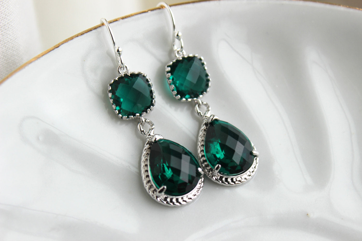 Buy EMERALD EARRINGS, Dark Green Earrings, Bridal Earrings, Flower Earrings,  Botanical Jewelry, Garden Wedding, Rustic Outdoor Wedding Online in India -  Etsy