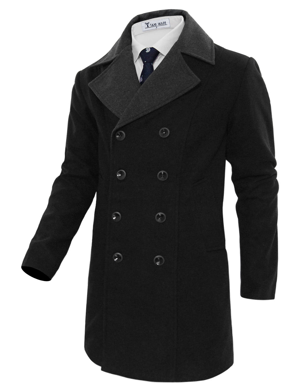 TAM WARE Men's Trendy Double Breasted Relax Fit Trench Coat (TWCC12)