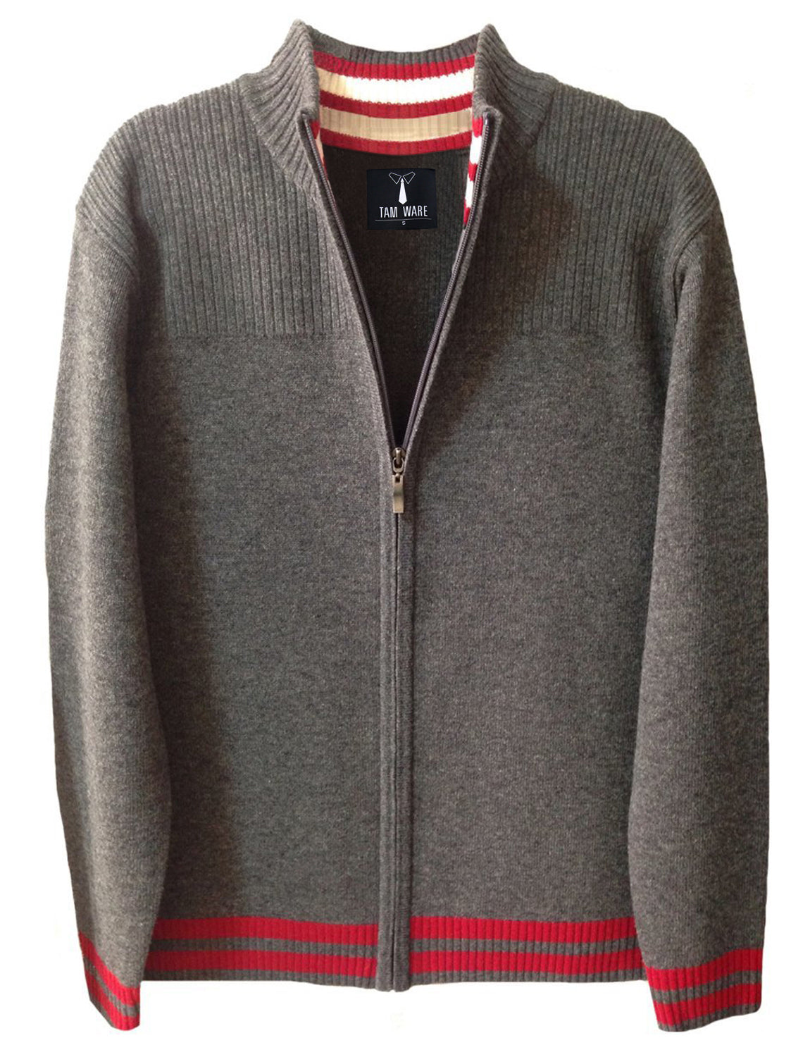 mens zip up wool cardigan