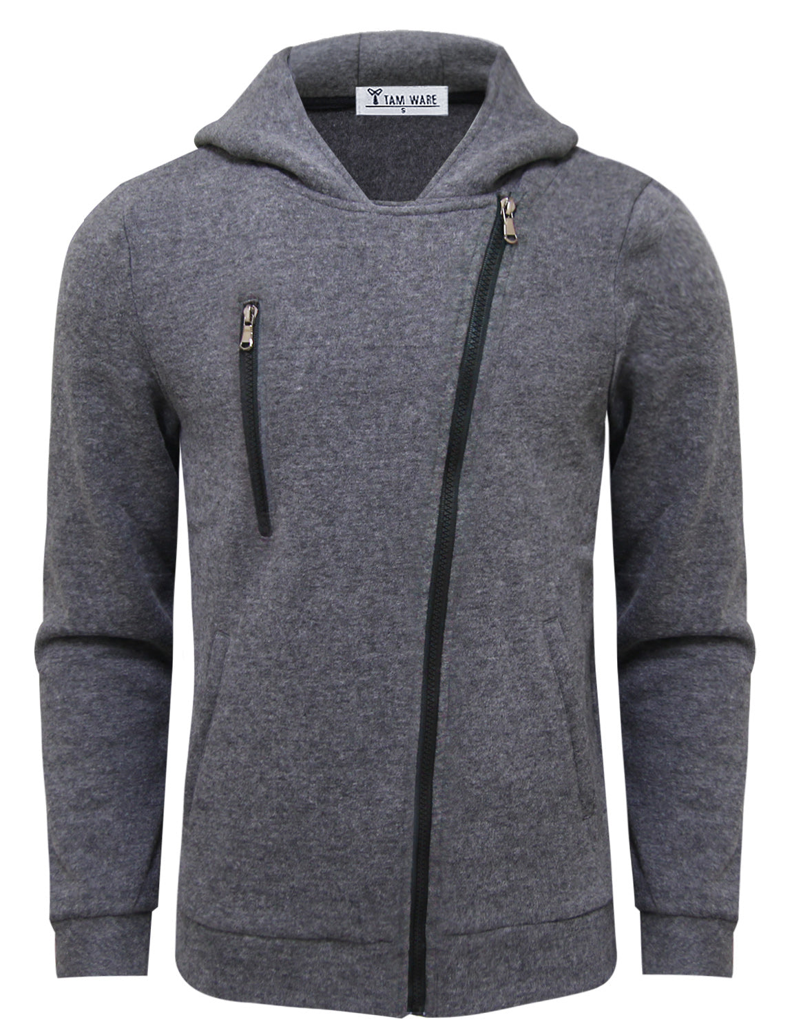 TAM WARE Men's Trendy Asymmetrical Zip Hoodie Jacket