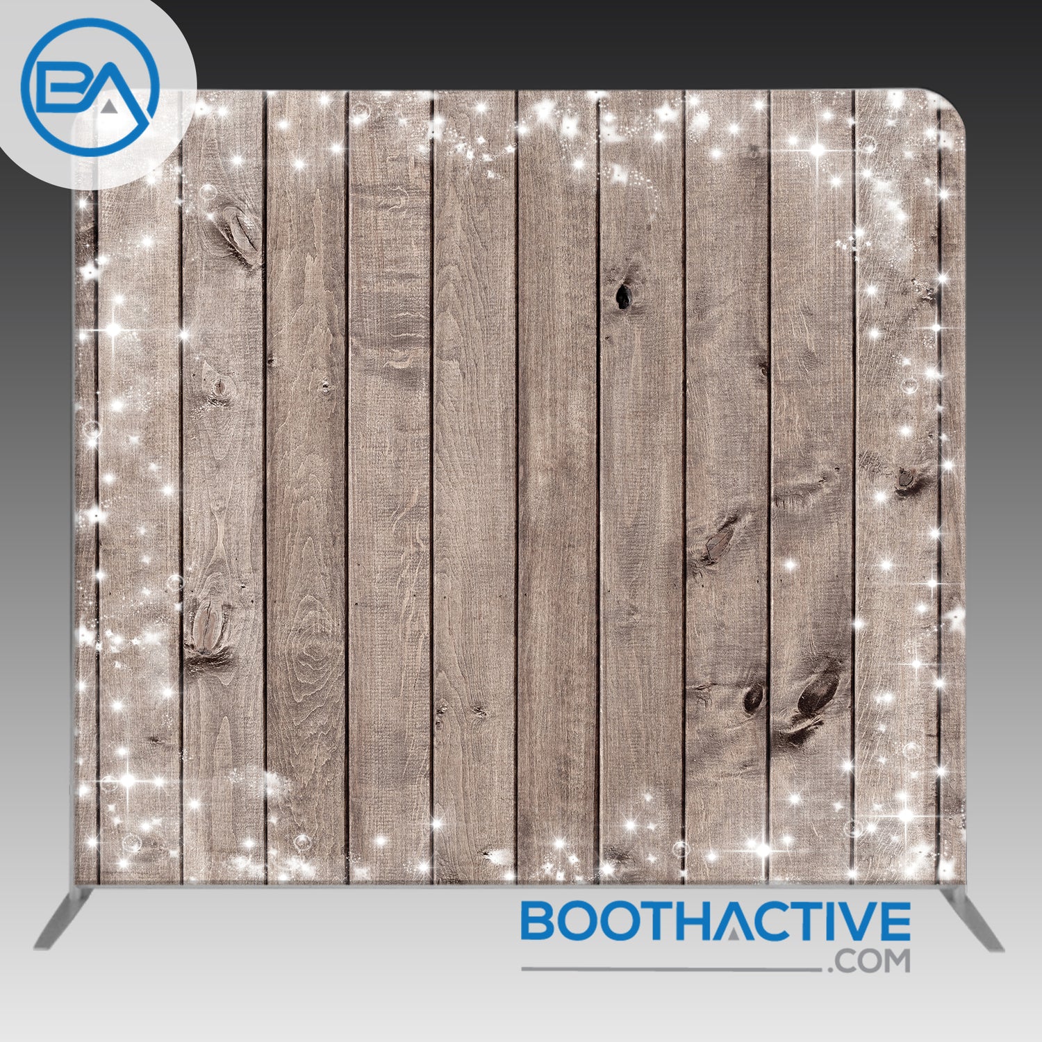 8' x 8' Backdrop - Wood planks w/ lights – BoothActive