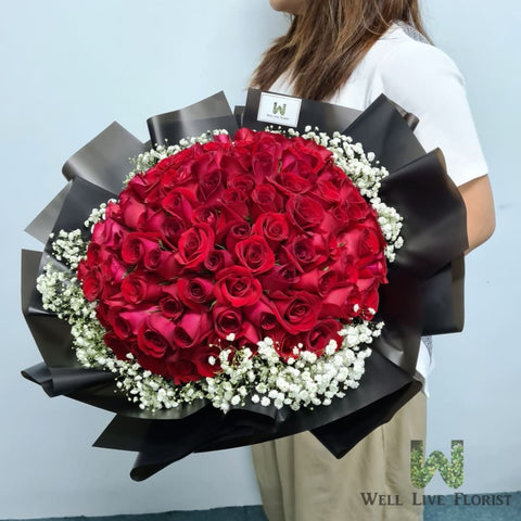 Red rose bouquet, 99 rose bouquet, flower delivery Singapore