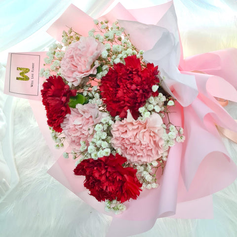 Carnation bouquet, flower bouquet, hand bouquet, flower delivery Singapore