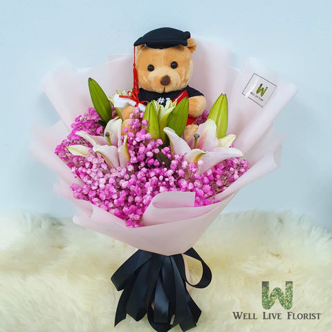 Graduation bouquet, graduation flower, lily graduation bouquet