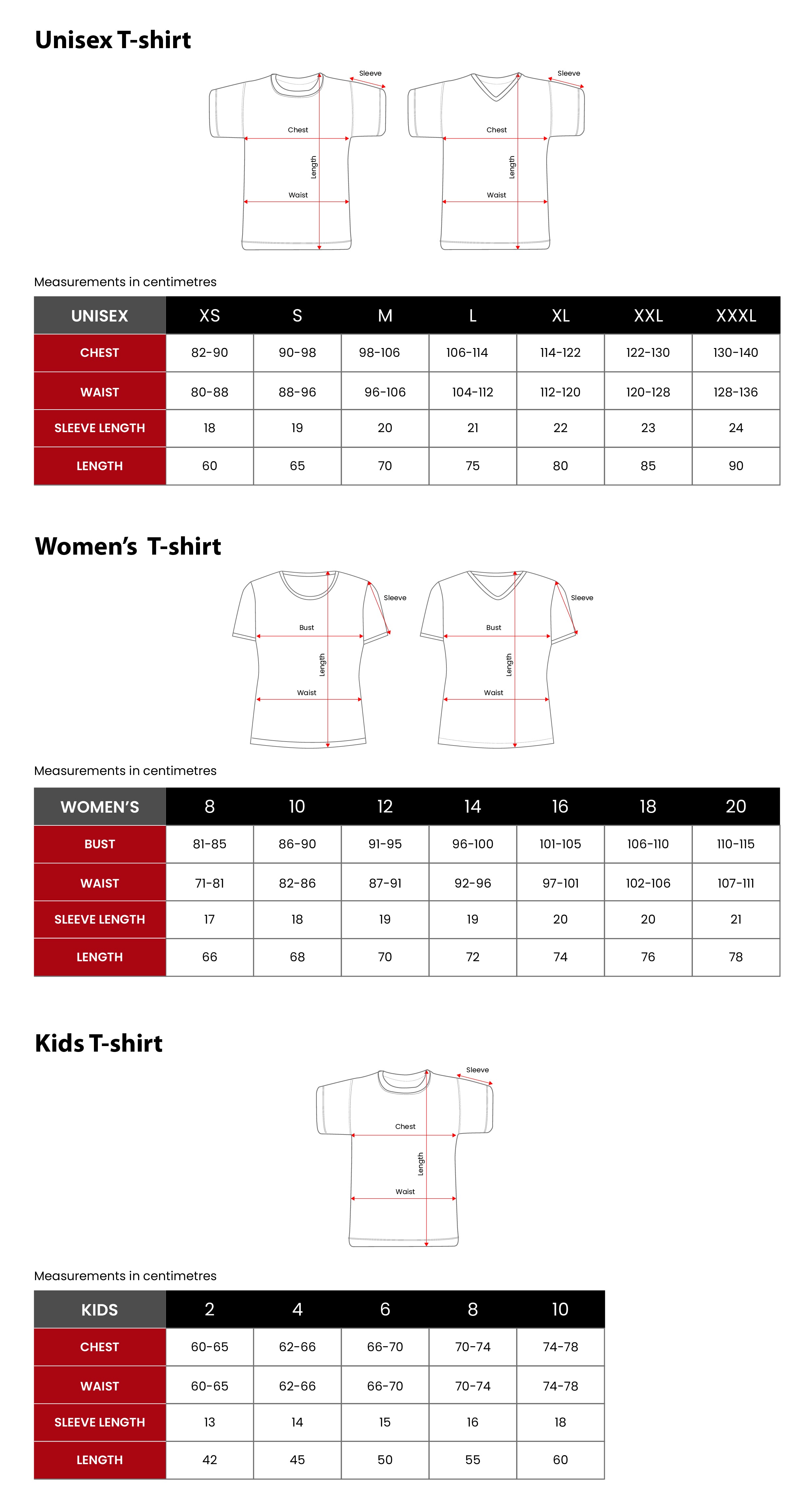 T-Shirt Sizing