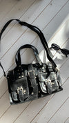 Vintage Y2K Black Real Leather Satchel Bag