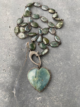 Moss Agate Bezel Necklace with Pave Diamond Clasp