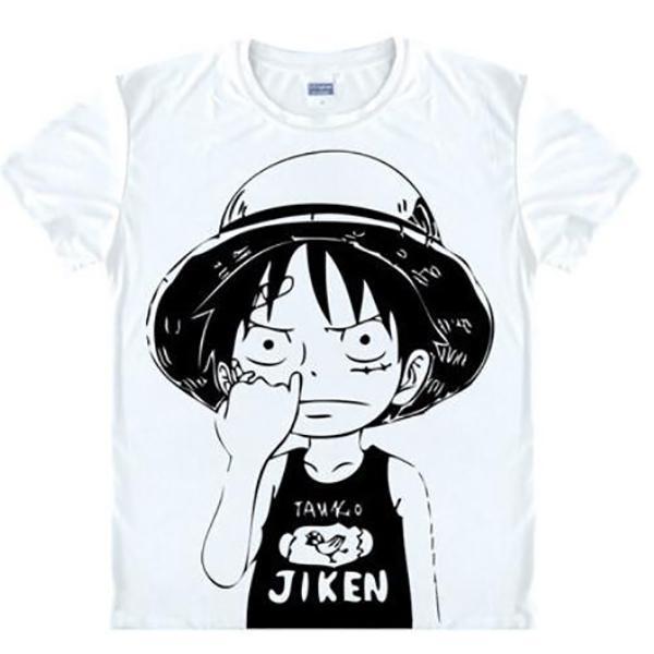 One Piece Shirt ワンピース Young Luffy Black White