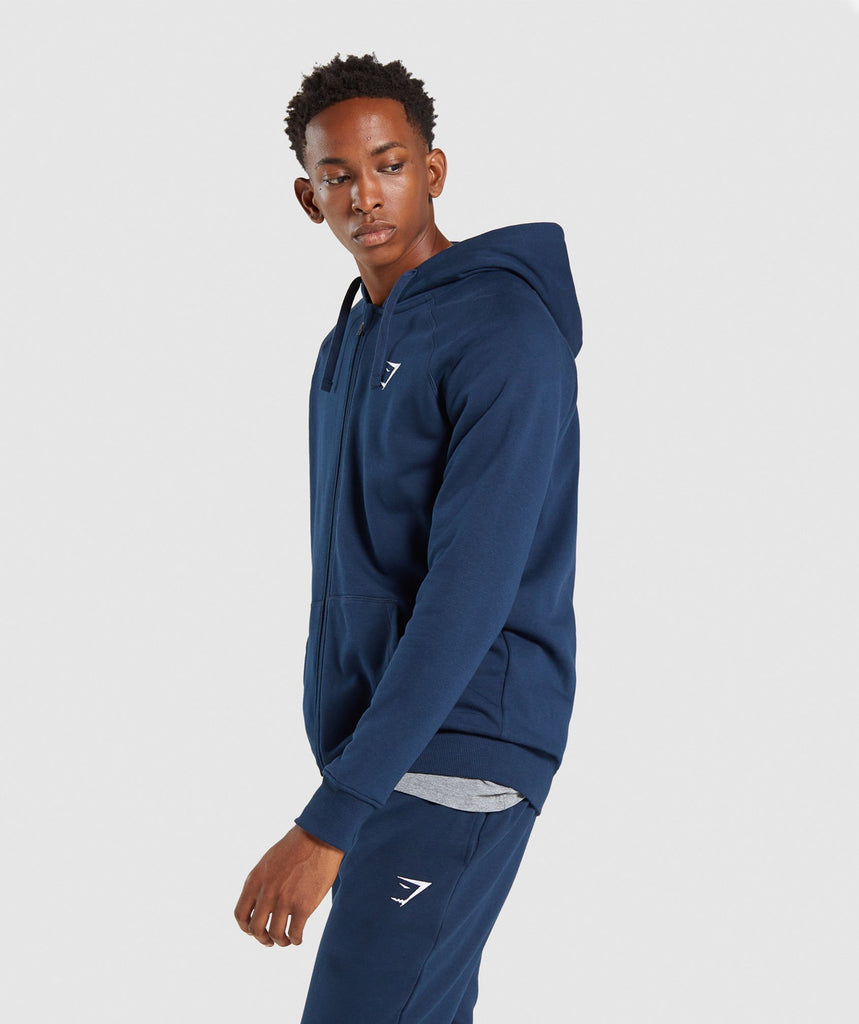 Gymshark Crest Zip Up Hoodie - Navy | Gymshark