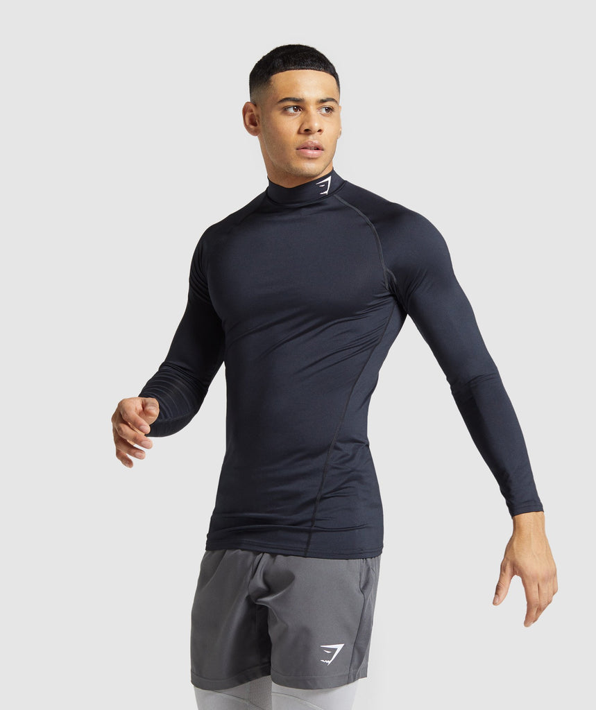 Gymshark Element Baselayer Long Sleeve High Neck T-shirt - Black | Gymshark