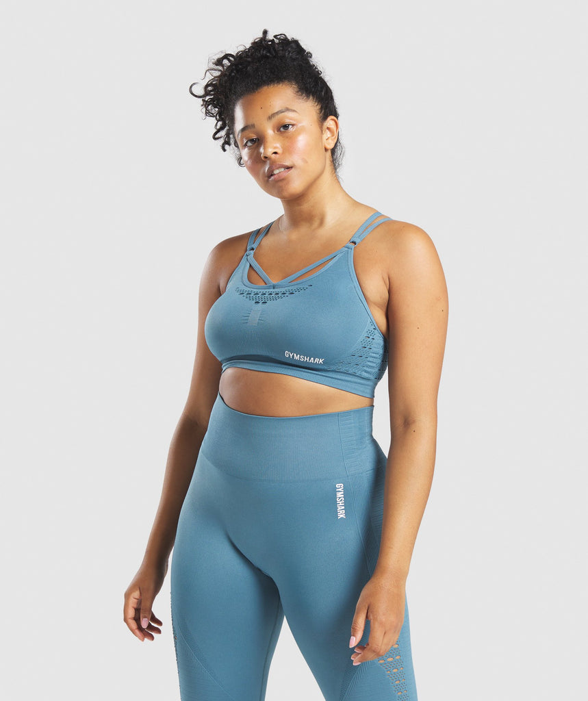 Gymshark Energy+ Seamless Sports Bra - Blue Stone | Gymshark