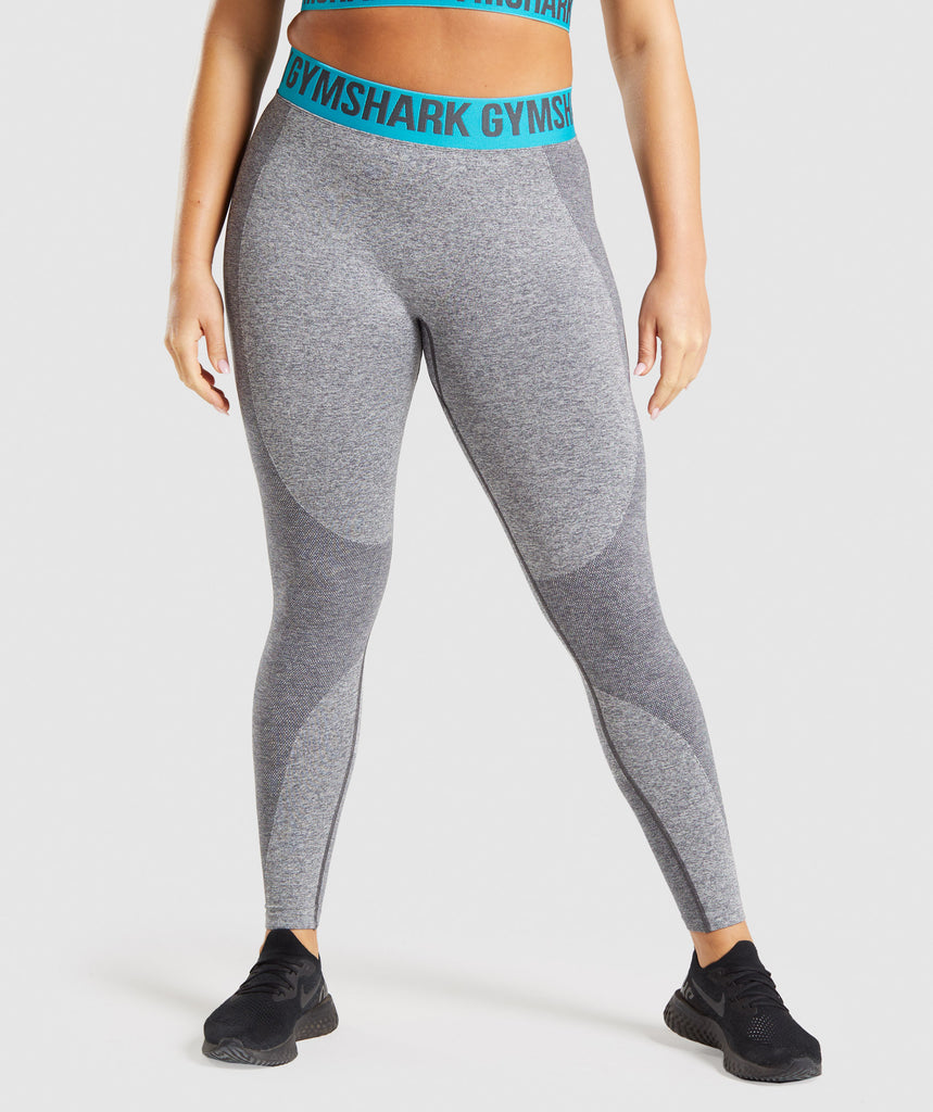 Gym Shark XS Women's Flex Leggings Pants Tights Turquoise Gray