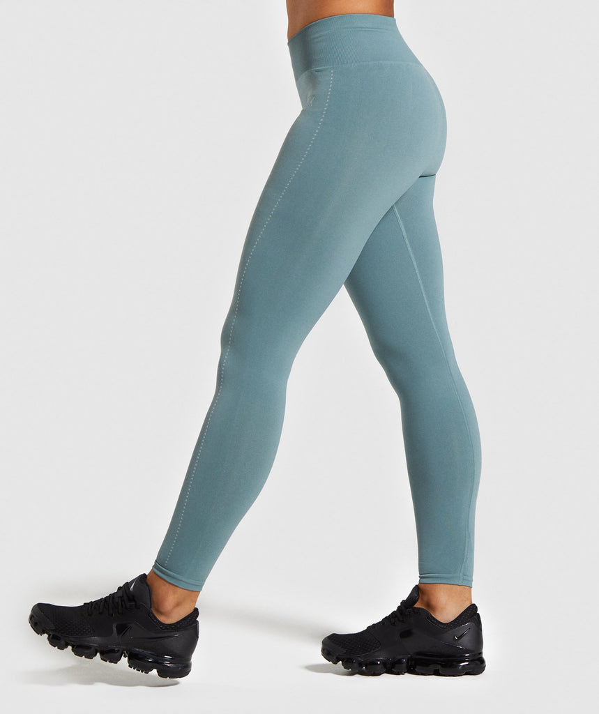 Gymshark Breeze Lightweight Seamless Tights - Turquoise | Gymshark