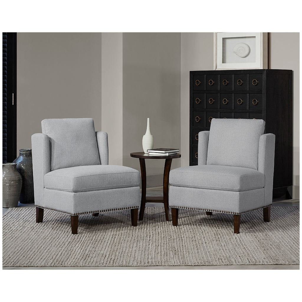 two accent chairs and table