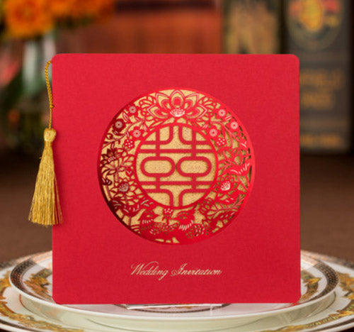 Assorted Chinese Wedding Double Happiness Laser Cut Red Envelopes